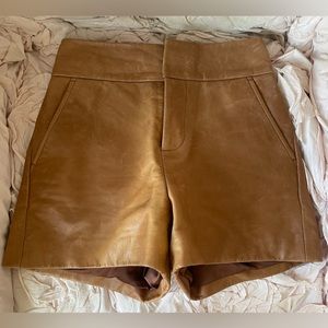 Alice and Olivia camel brownish color leather shorts size 0!!